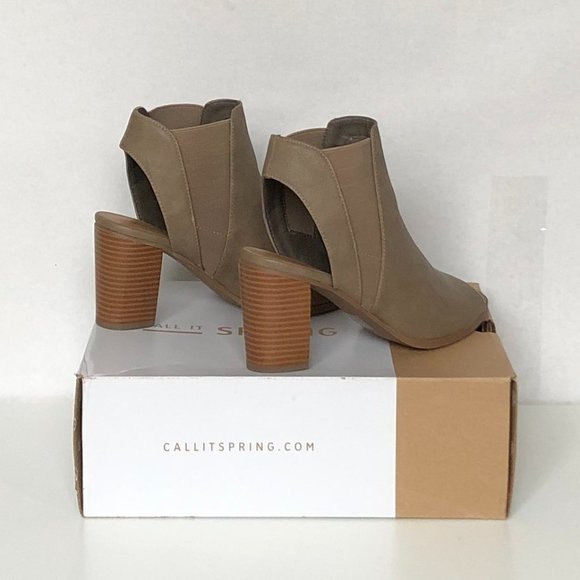 Call It Spring Peep Toe Boots Size 7 Taupe - Picture 6 of 10